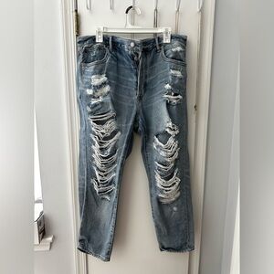 American Eagle Outfitters Distressed Mom Jeans 16SHORT